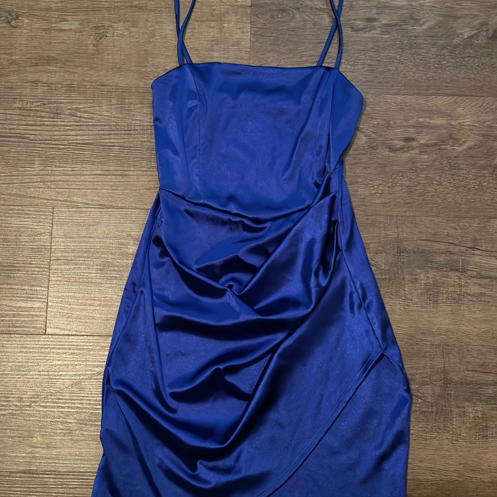 Elegant Blue Satin Dress